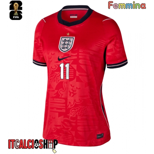 Inghilterra Marcus Rashford #11 Seconda Maglia Femmina Mondiali 2026 Manica Corta
